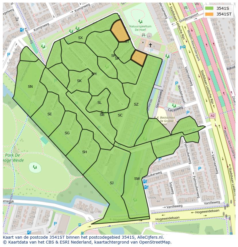 Afbeelding van het postcodegebied 3541 ST op de kaart.