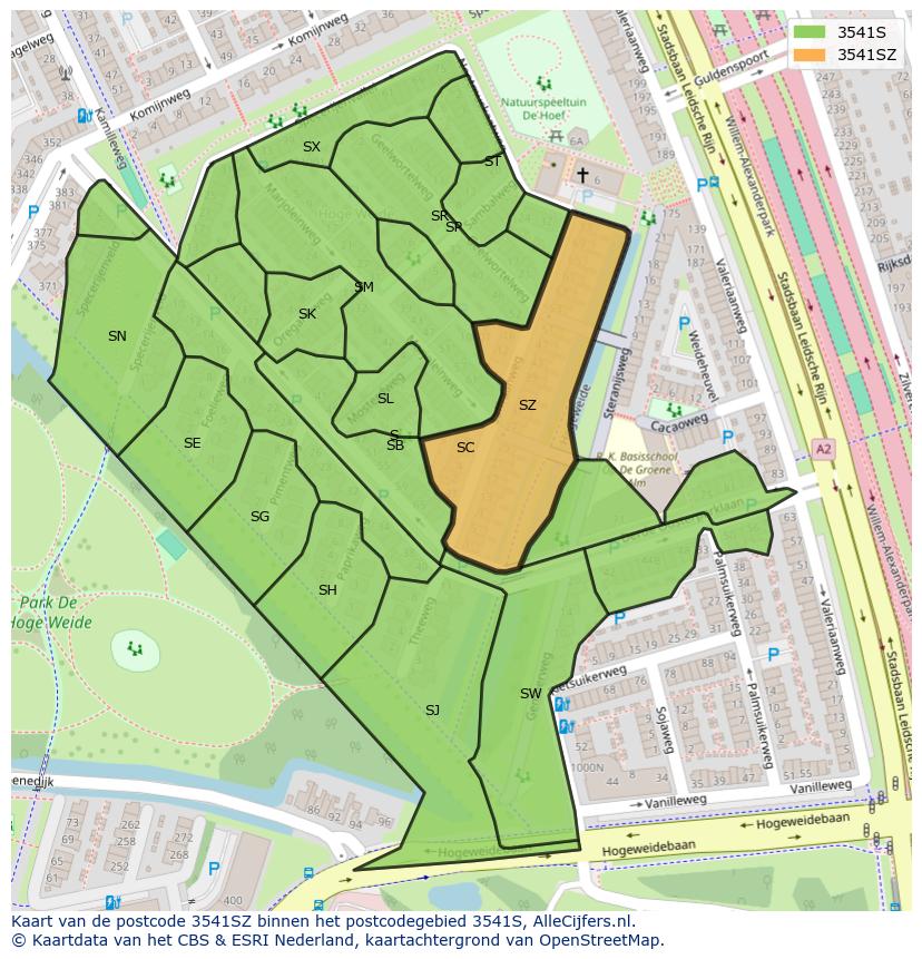 Afbeelding van het postcodegebied 3541 SZ op de kaart.