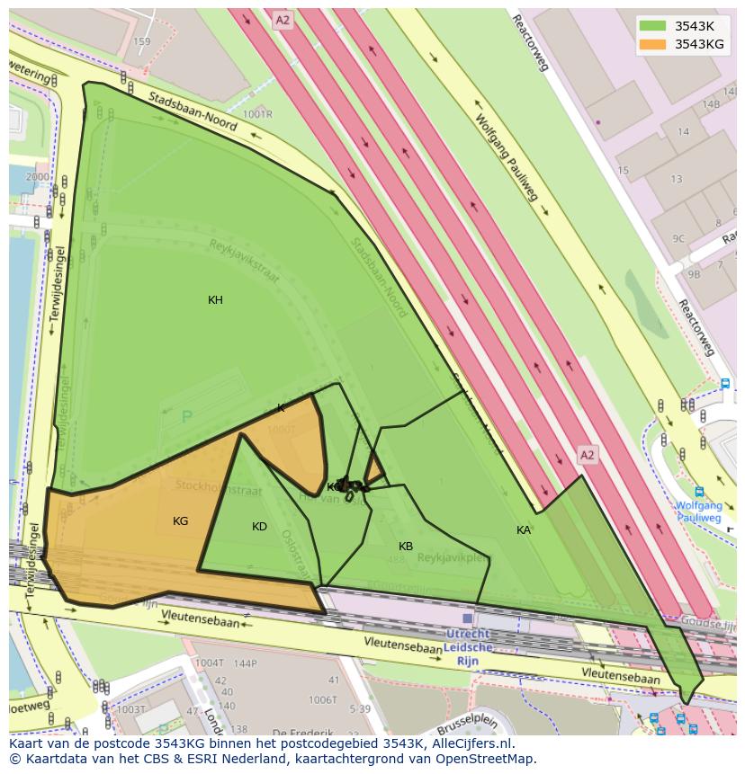 Afbeelding van het postcodegebied 3543 KG op de kaart.