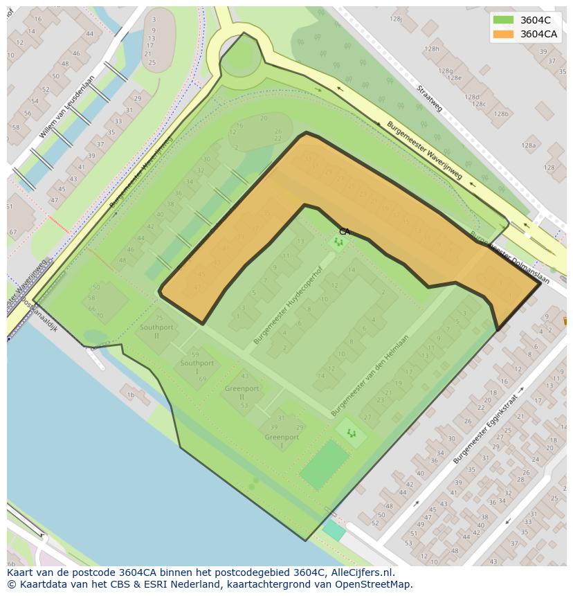 Afbeelding van het postcodegebied 3604 CA op de kaart.