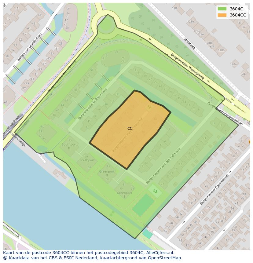 Afbeelding van het postcodegebied 3604 CC op de kaart.