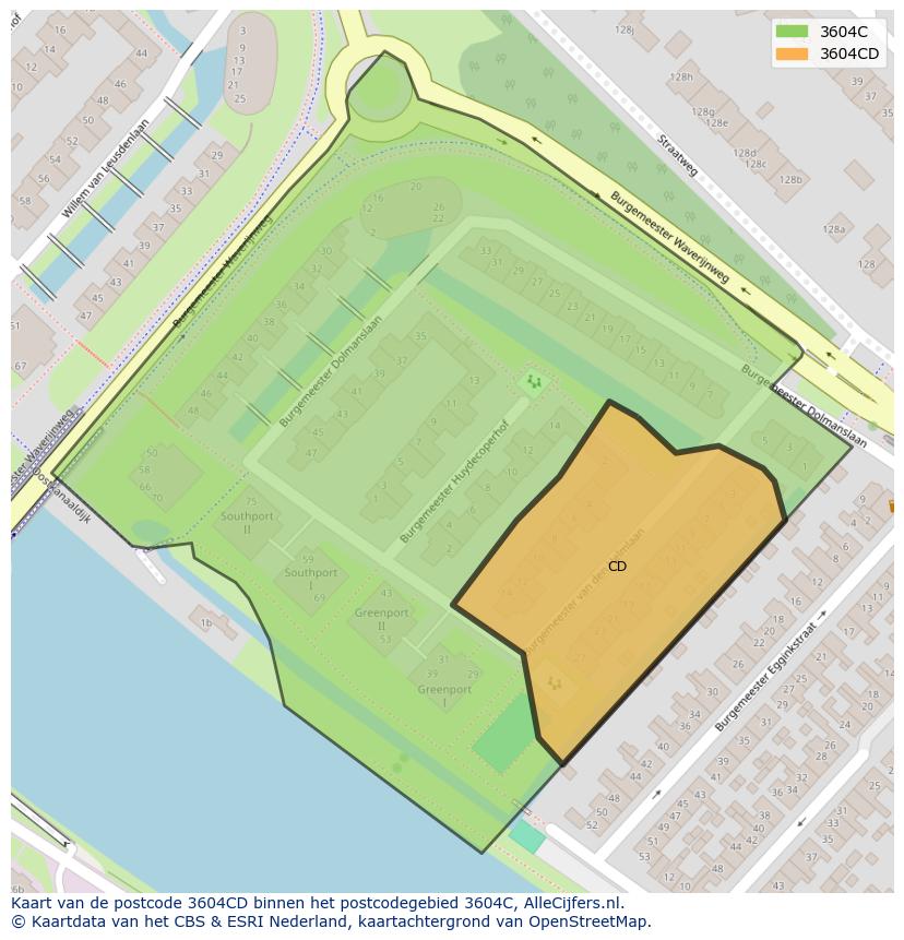 Afbeelding van het postcodegebied 3604 CD op de kaart.