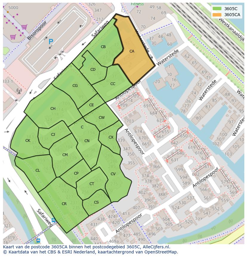 Afbeelding van het postcodegebied 3605 CA op de kaart.