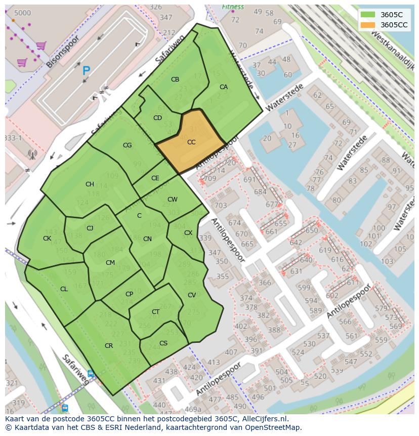 Afbeelding van het postcodegebied 3605 CC op de kaart.