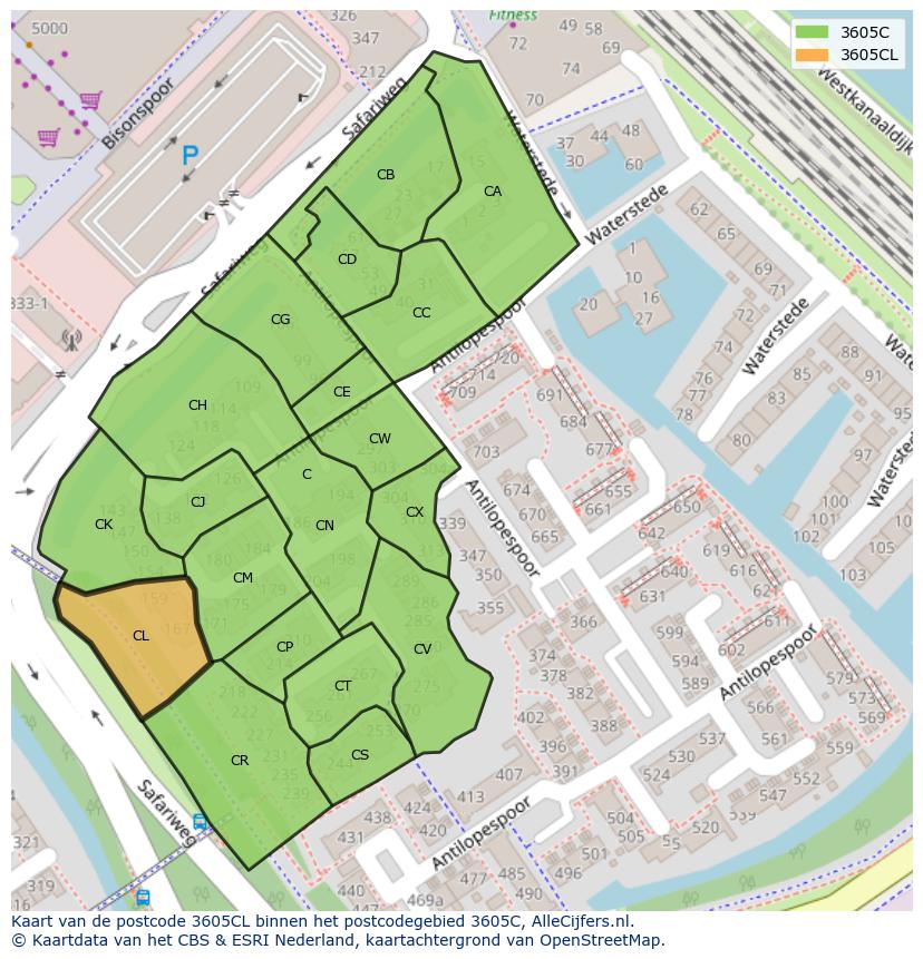 Afbeelding van het postcodegebied 3605 CL op de kaart.