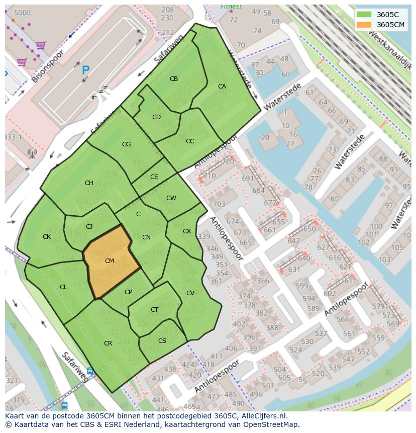 Afbeelding van het postcodegebied 3605 CM op de kaart.