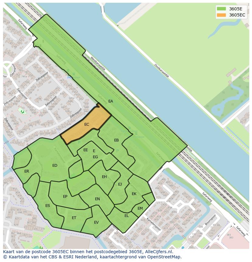 Afbeelding van het postcodegebied 3605 EC op de kaart.