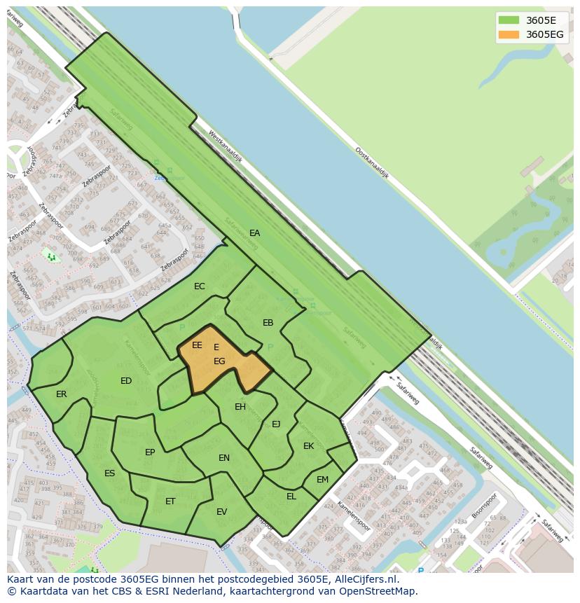 Afbeelding van het postcodegebied 3605 EG op de kaart.