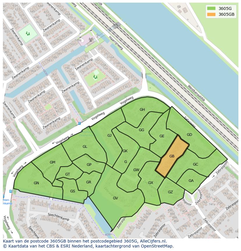 Afbeelding van het postcodegebied 3605 GB op de kaart.