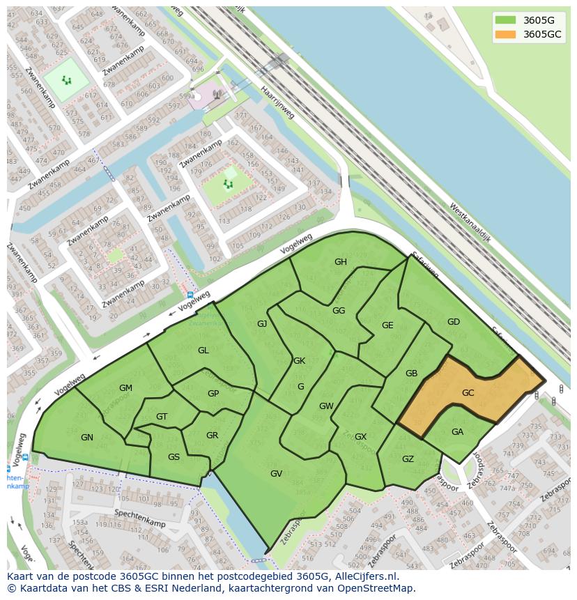 Afbeelding van het postcodegebied 3605 GC op de kaart.