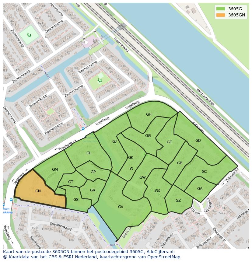 Afbeelding van het postcodegebied 3605 GN op de kaart.
