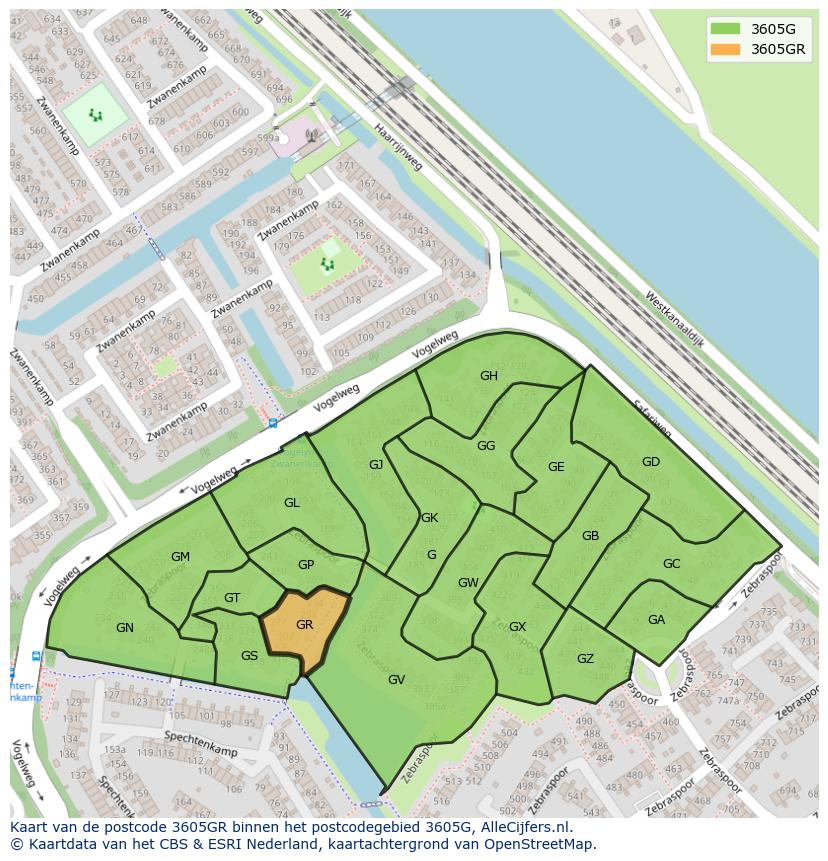 Afbeelding van het postcodegebied 3605 GR op de kaart.