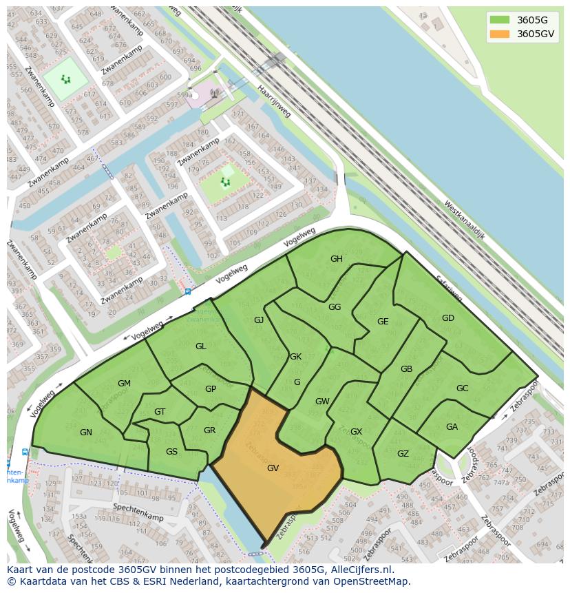 Afbeelding van het postcodegebied 3605 GV op de kaart.
