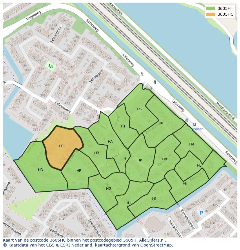 Afbeelding van het postcodegebied 3605 HC op de kaart.