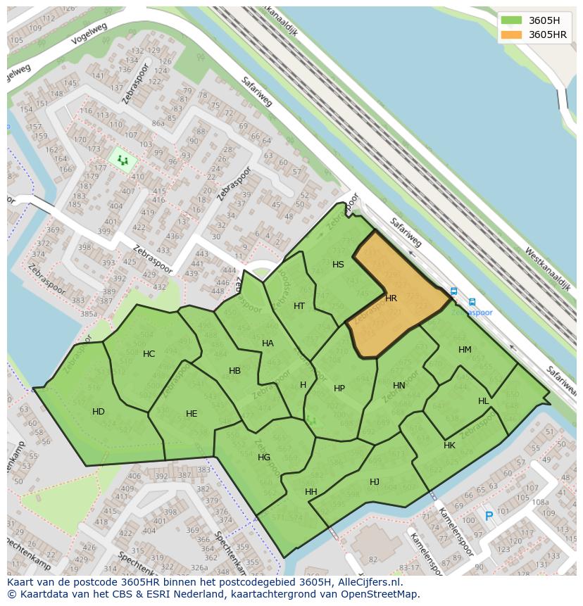 Afbeelding van het postcodegebied 3605 HR op de kaart.