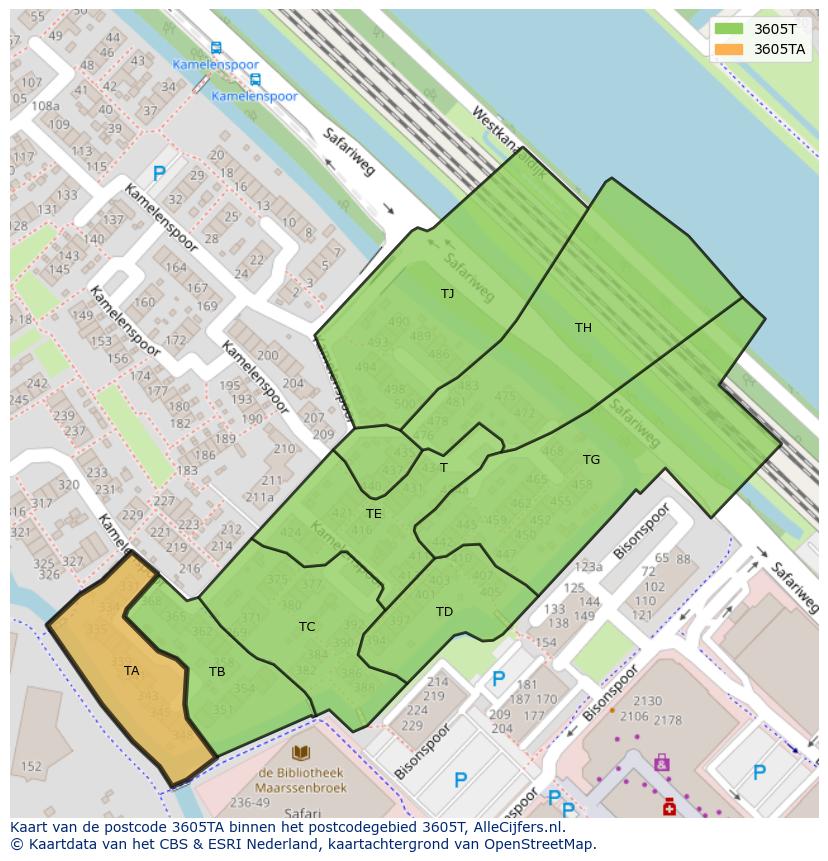Afbeelding van het postcodegebied 3605 TA op de kaart.