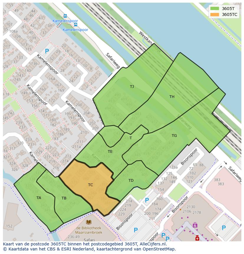 Afbeelding van het postcodegebied 3605 TC op de kaart.
