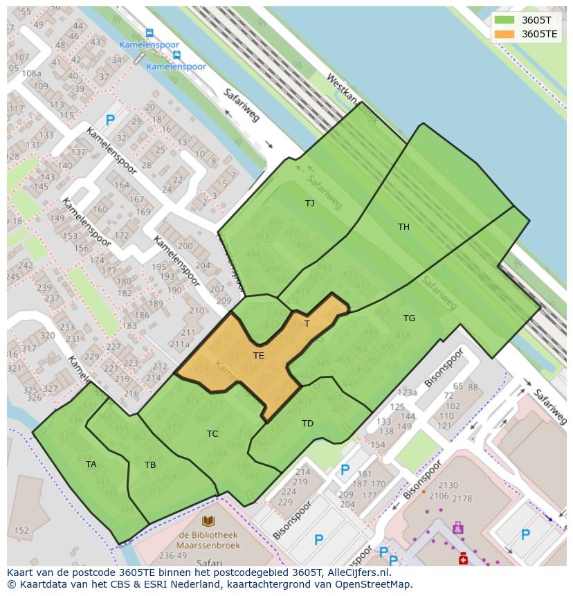 Afbeelding van het postcodegebied 3605 TE op de kaart.
