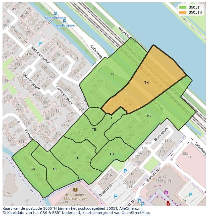 Afbeelding van het postcodegebied 3605 TH op de kaart.