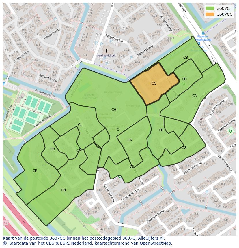 Afbeelding van het postcodegebied 3607 CC op de kaart.