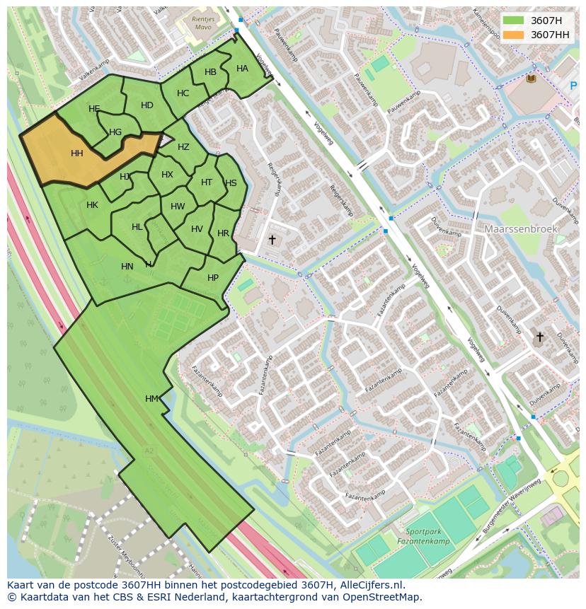 Afbeelding van het postcodegebied 3607 HH op de kaart.