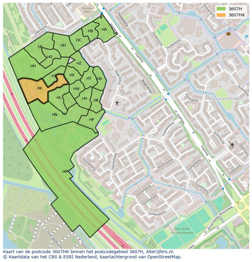 Afbeelding van het postcodegebied 3607 HK op de kaart.