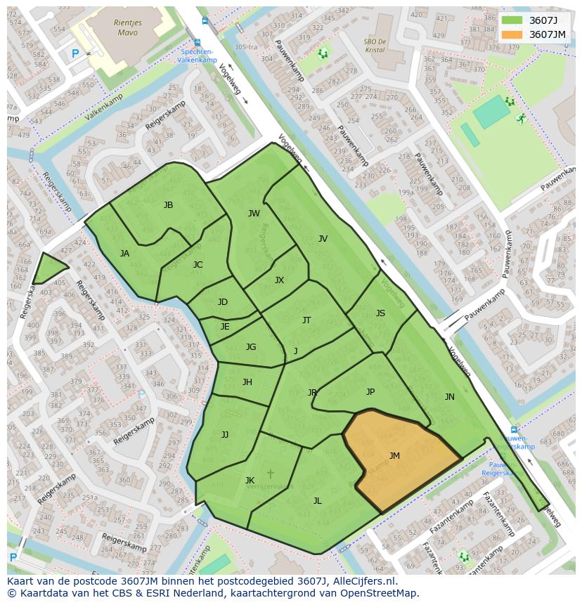 Afbeelding van het postcodegebied 3607 JM op de kaart.