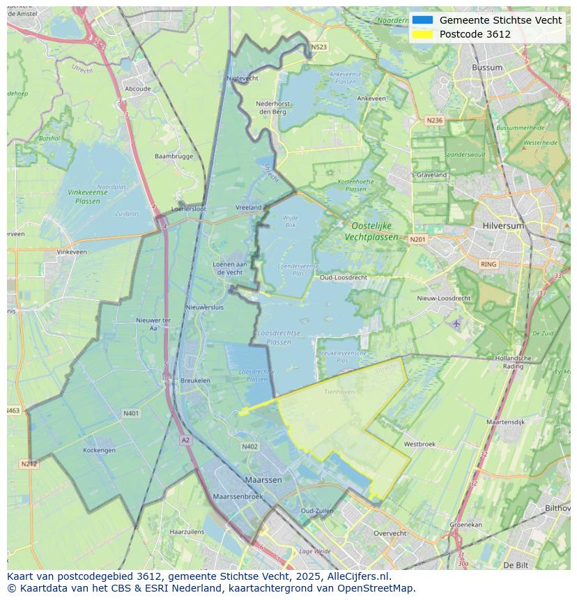 Afbeelding van het postcodegebied 3612 op de kaart.