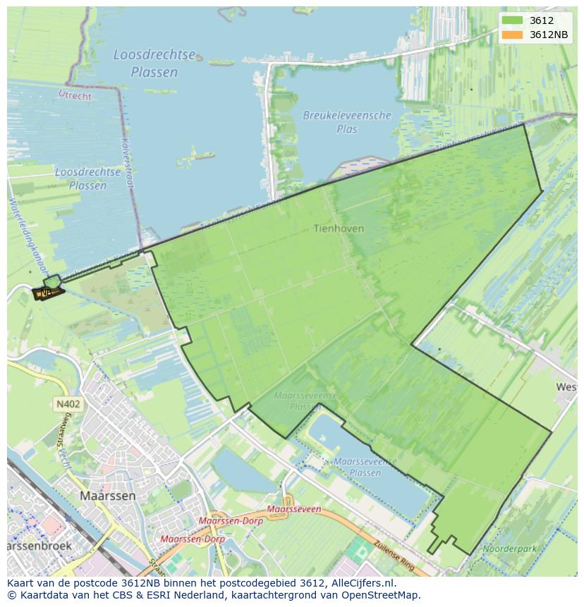 Afbeelding van het postcodegebied 3612 NB op de kaart.