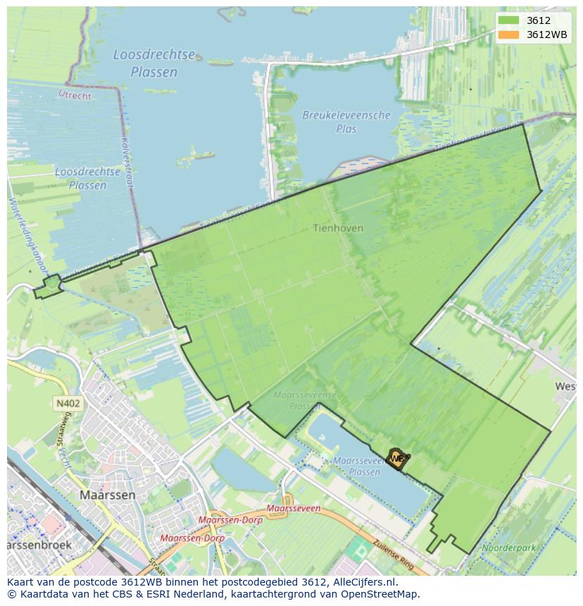 Afbeelding van het postcodegebied 3612 WB op de kaart.
