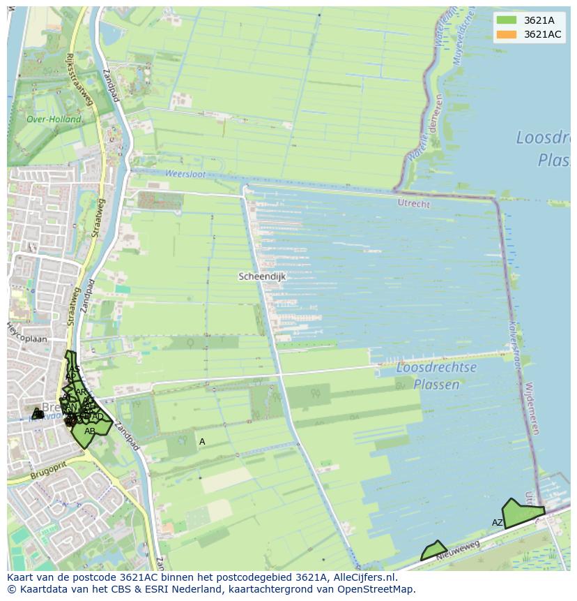 Afbeelding van het postcodegebied 3621 AC op de kaart.