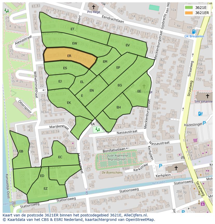 Afbeelding van het postcodegebied 3621 ER op de kaart.
