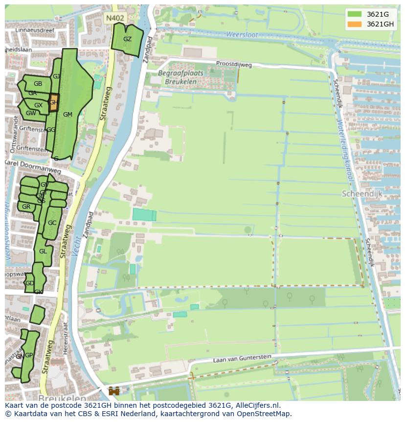 Afbeelding van het postcodegebied 3621 GH op de kaart.