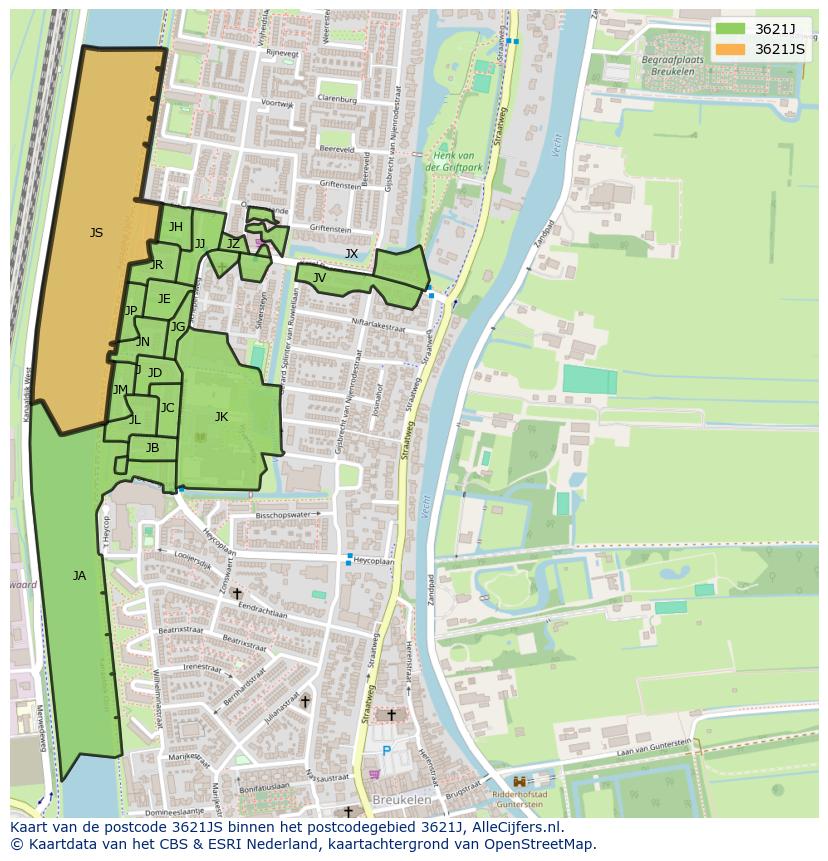 Afbeelding van het postcodegebied 3621 JS op de kaart.