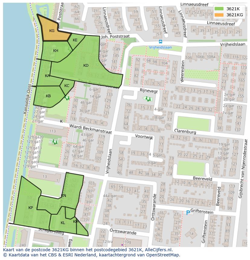 Afbeelding van het postcodegebied 3621 KG op de kaart.