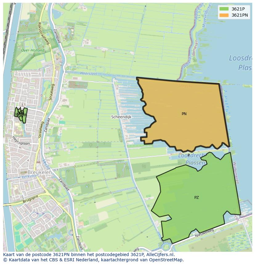 Afbeelding van het postcodegebied 3621 PN op de kaart.
