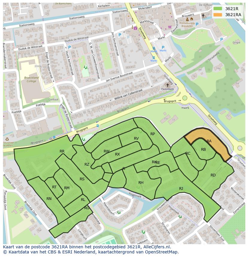Afbeelding van het postcodegebied 3621 RA op de kaart.