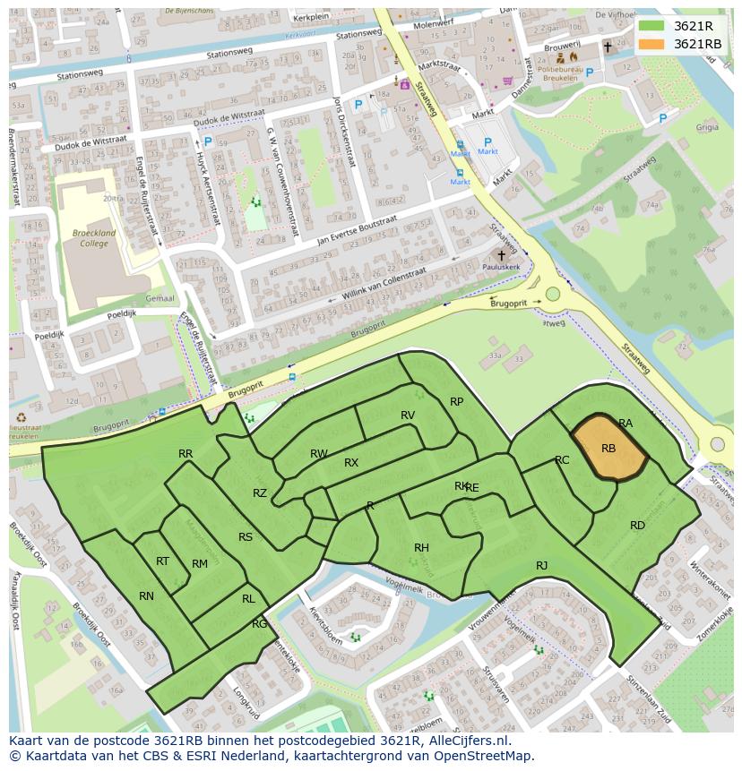 Afbeelding van het postcodegebied 3621 RB op de kaart.
