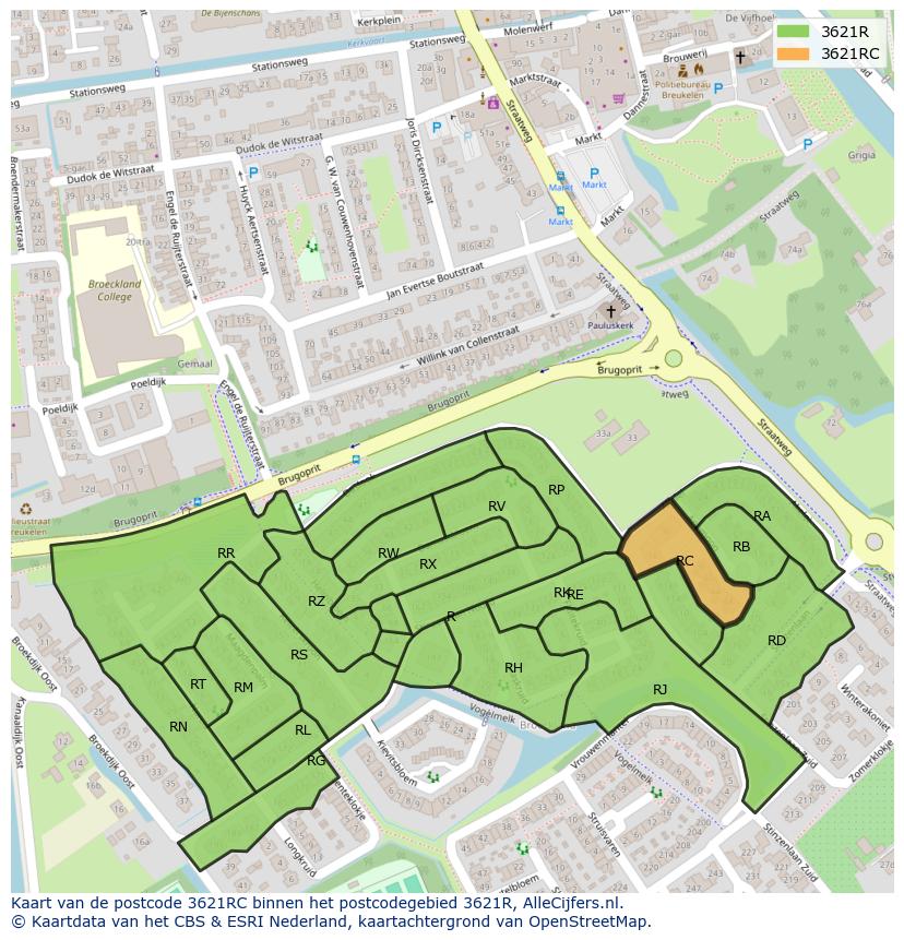 Afbeelding van het postcodegebied 3621 RC op de kaart.