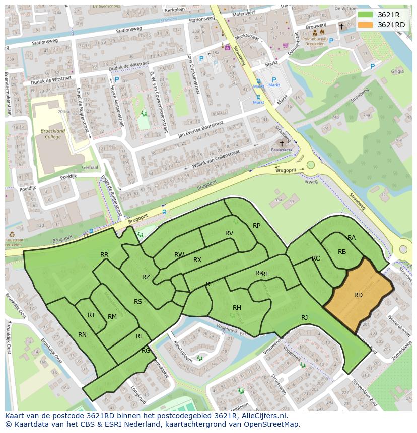 Afbeelding van het postcodegebied 3621 RD op de kaart.