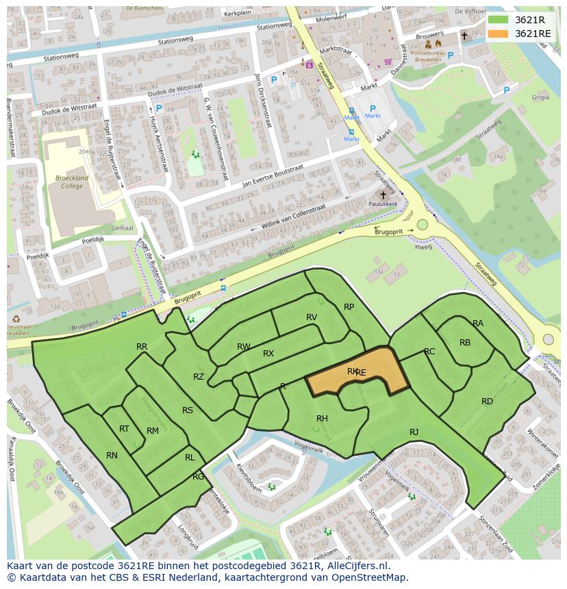 Afbeelding van het postcodegebied 3621 RE op de kaart.