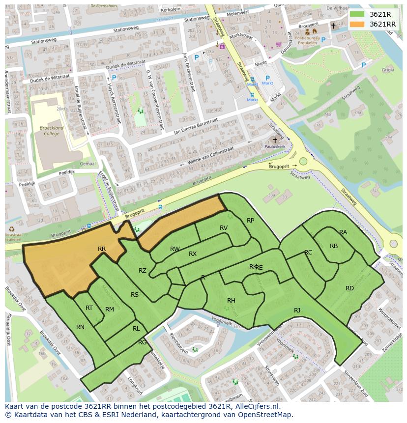 Afbeelding van het postcodegebied 3621 RR op de kaart.