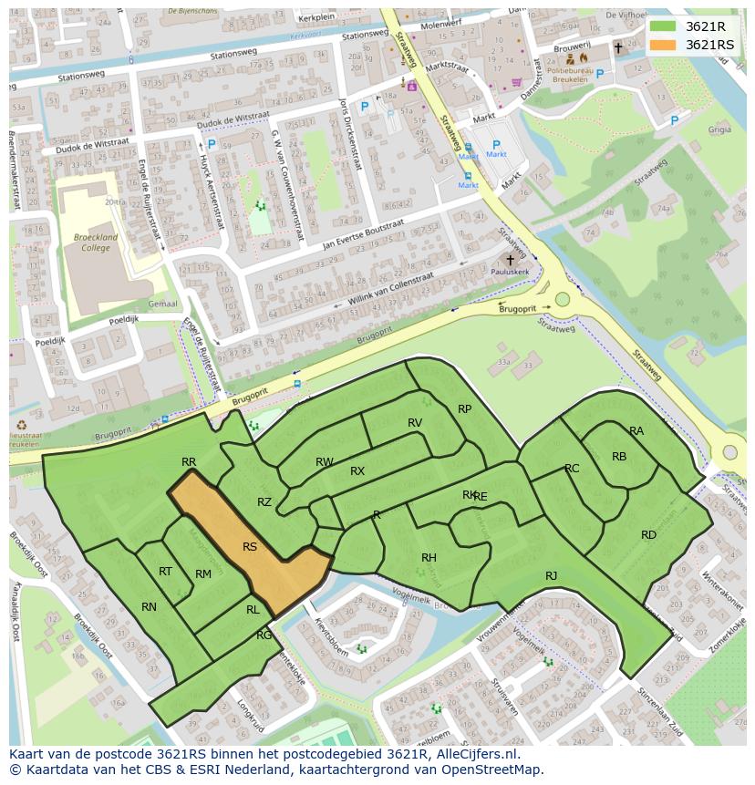 Afbeelding van het postcodegebied 3621 RS op de kaart.