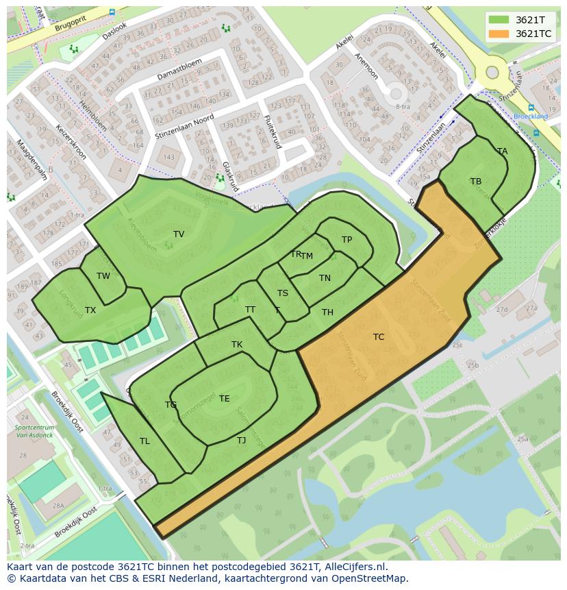 Afbeelding van het postcodegebied 3621 TC op de kaart.