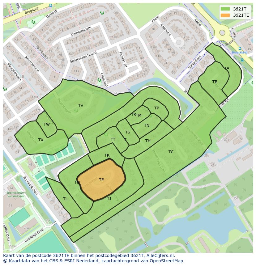 Afbeelding van het postcodegebied 3621 TE op de kaart.