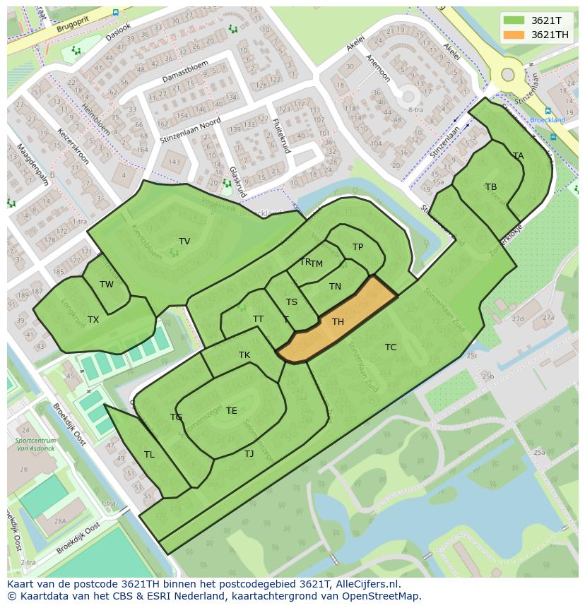Afbeelding van het postcodegebied 3621 TH op de kaart.