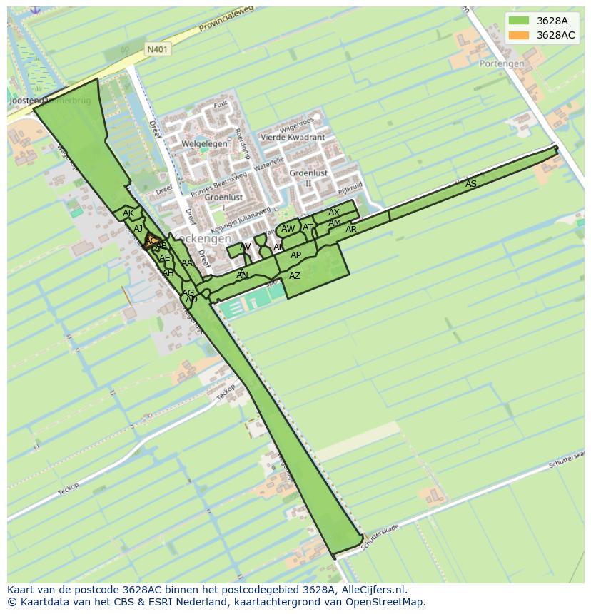 Afbeelding van het postcodegebied 3628 AC op de kaart.