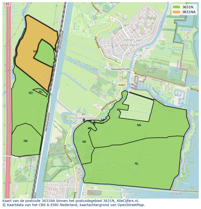Afbeelding van het postcodegebied 3631 NA op de kaart.