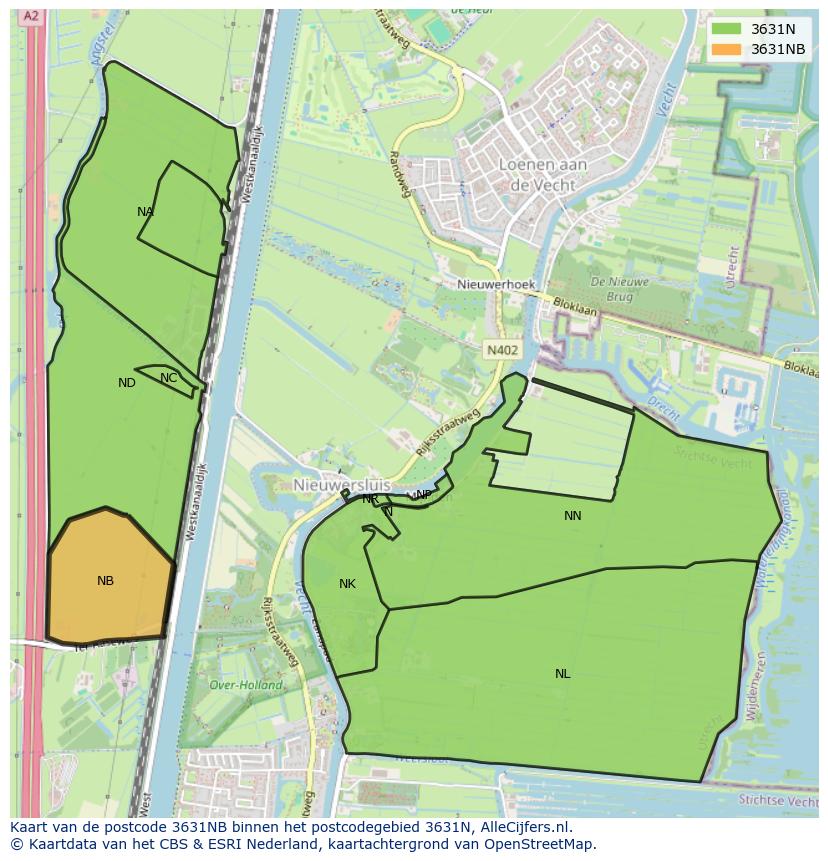 Afbeelding van het postcodegebied 3631 NB op de kaart.