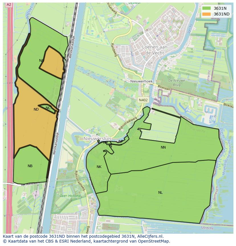 Afbeelding van het postcodegebied 3631 ND op de kaart.